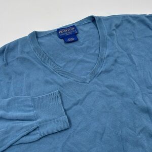 Pendleton Men's L Blue‎ V-Neck Silk Knit Pullover Sweater